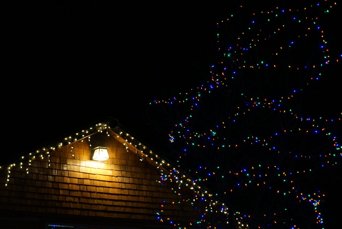 Professionally installed Christmas lights — Icicles + lit canopy — <b>Clemson</b>